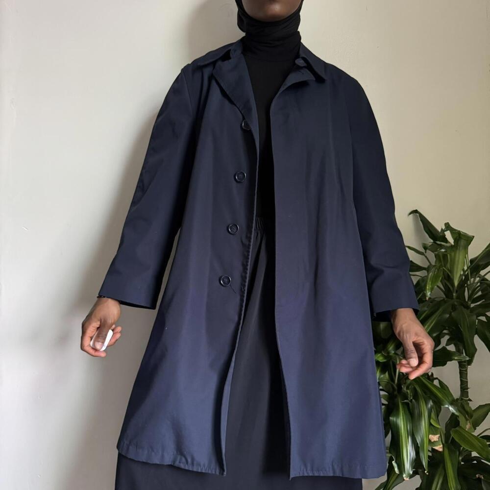 Vintage oversized navy‎ minimalist trench coat size 40